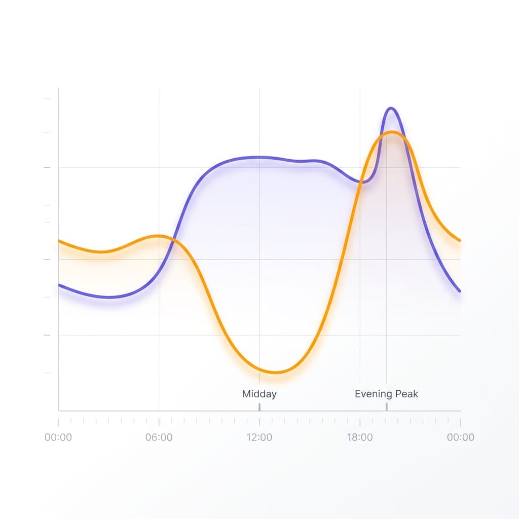 Gráfica comparativa del precio de la energía frente al precio de los excedentes solares